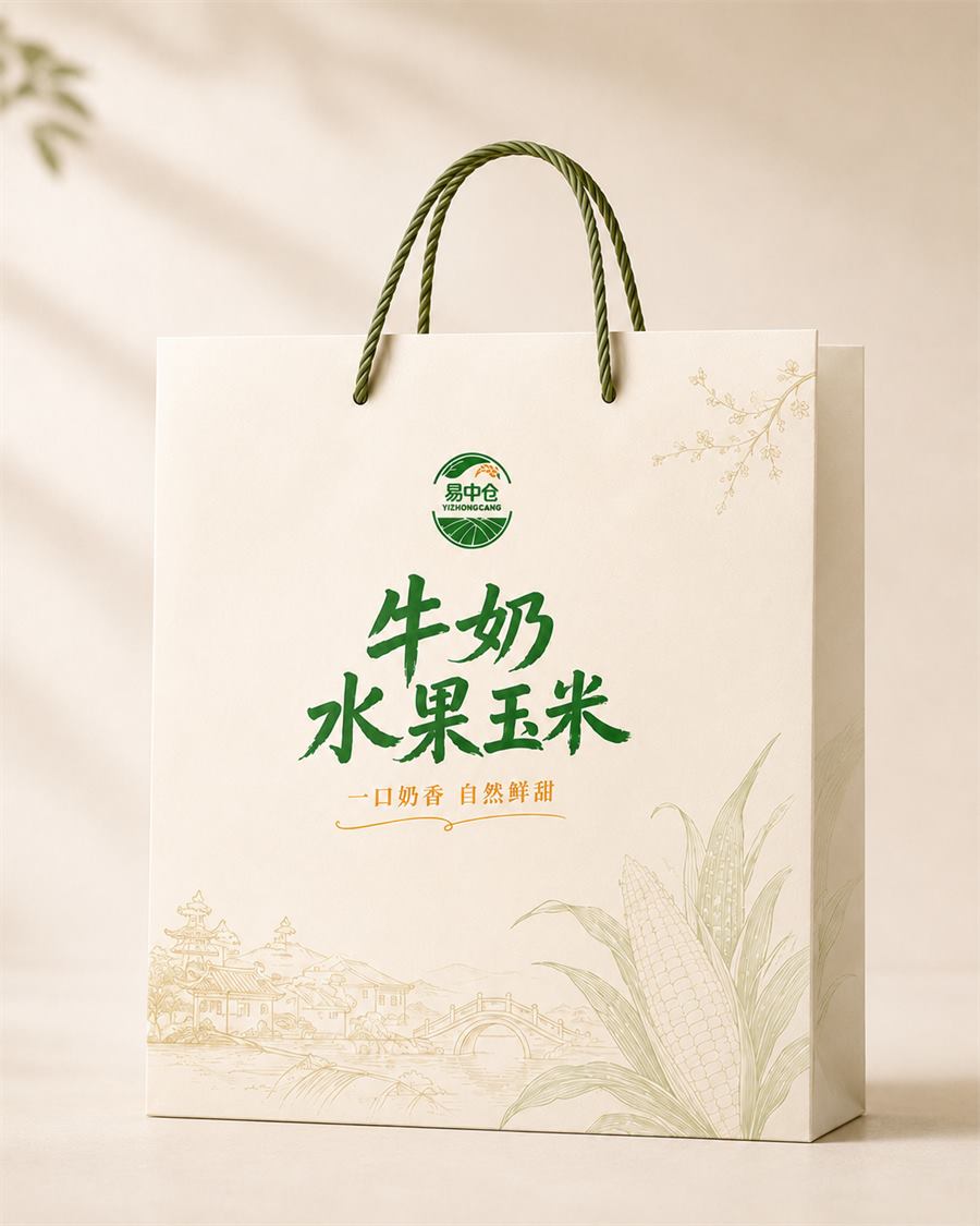 牛奶水果玉米礼盒袋子